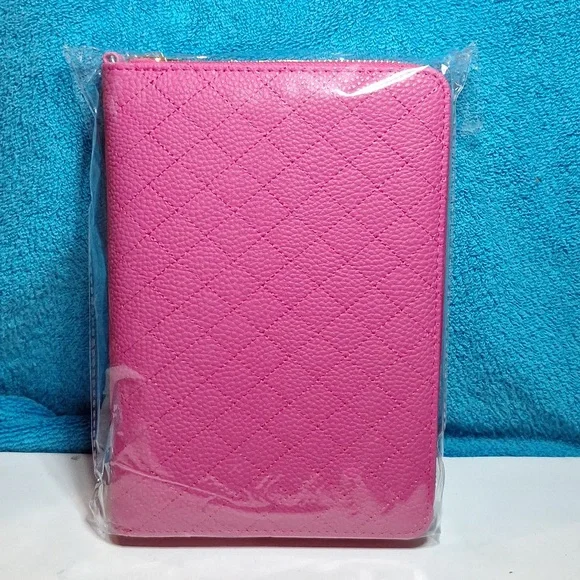 A6 Personal Binder, A6 Cash Stuffing Wallet Quilted Hot Pink Zipper Planner NEW - Picture 7 of 7